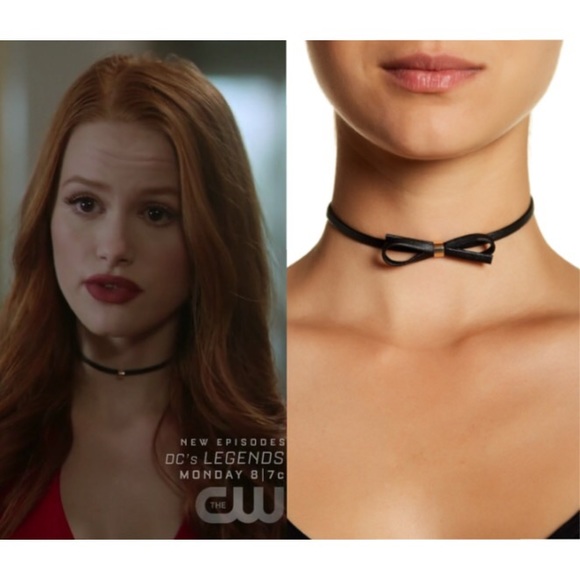 new ๑ aso TV’s Riverdale ๑ Leather Bow Choker ๑ Black Gold ๑ 2 Ways to Wear ๑ - Picture 5 of 9
